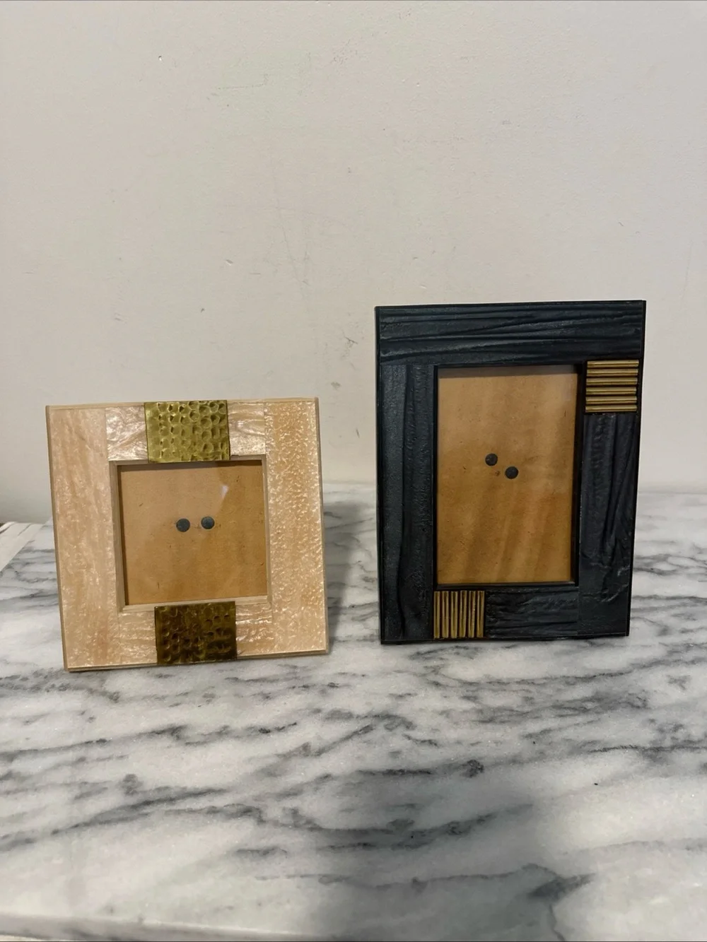 Anthropologie Neutral and Black Decorative Photo Frame Set - Home Accents
